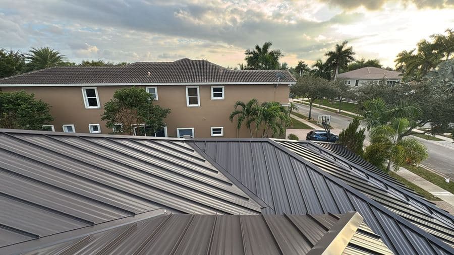 Standing seam metal roof completed by Flat Rate Roofing in South Florida